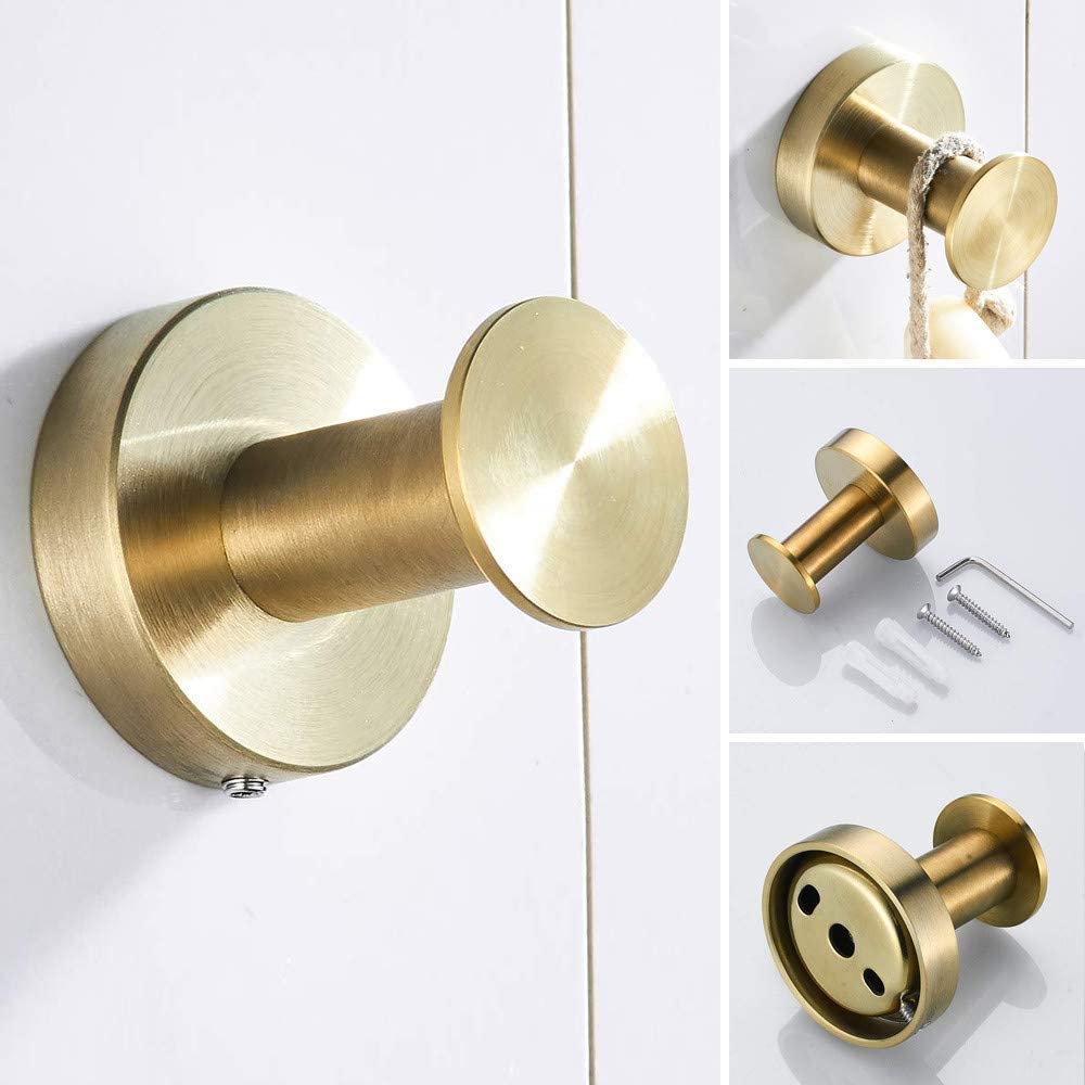 Moderne Gebürstetem Gold Badezimmer Zubehör Set Inklusive 4 Stück Wand Montiert Bad Hardware Set Runde Grundlegende