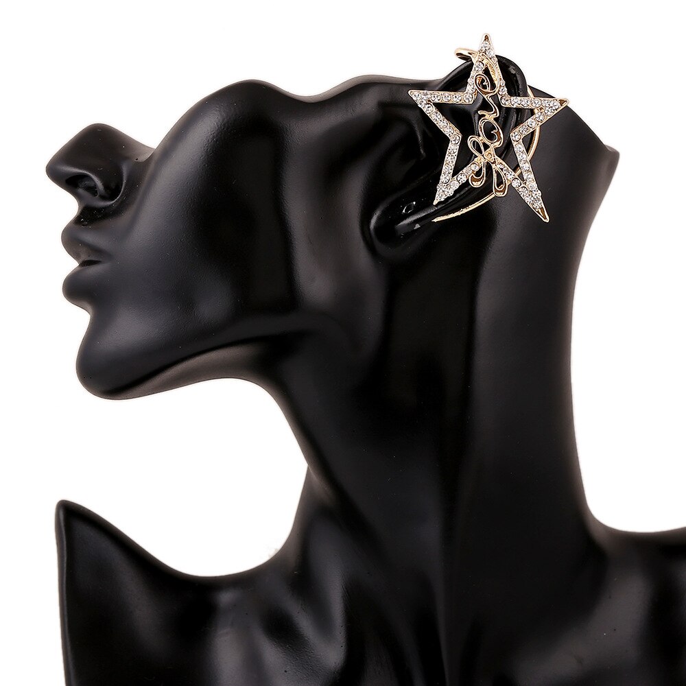 LUKENI 10pcs/lot Jewelry Rhinestone Earrings Punk Star Love Ear Cuff Earring Jackets no Pierced For Women EJ026
