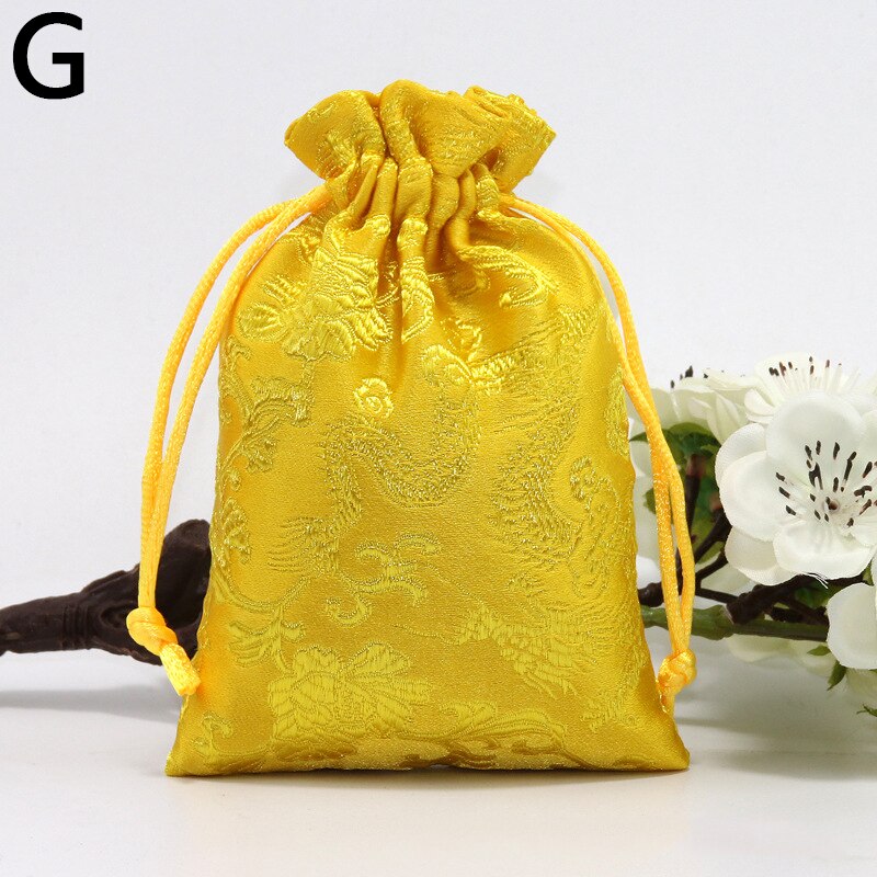 Zijde Sieraden Opbergtas Pouch Tas Kleine Satijnen Portemonnee Chinese Brocade Geborduurde Trekkoord Bag Voor Ring Sieraden: G