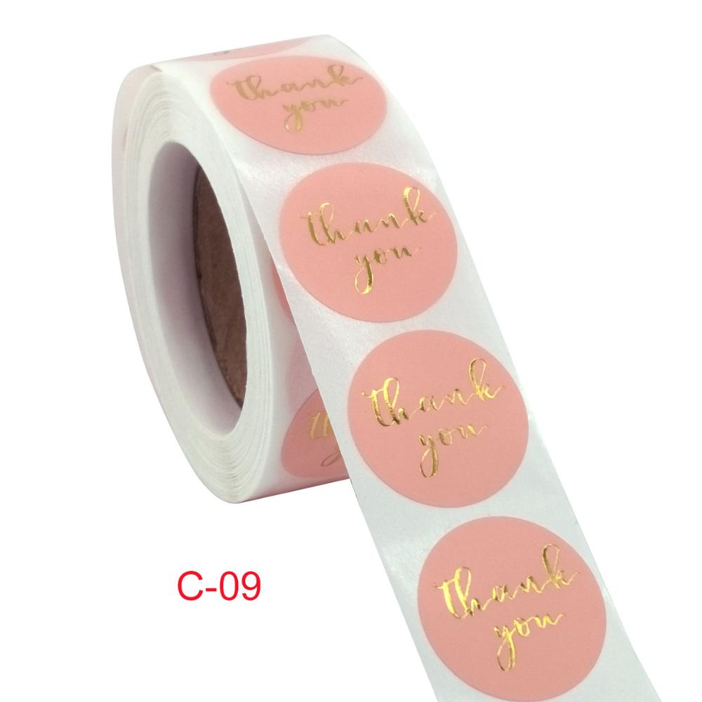 500pcs/roll Gold Foil Thank You Stickers for seal labels 1 inch Lip Gloss DIY Lashes Packaging Stickers