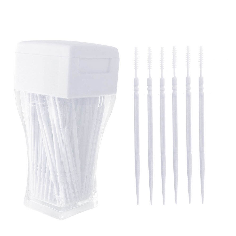 200 Stuks Tandenstoker Borstel Plastic Double-Ended Tandenstokers Tanden Schoonmaken Tool Oral Care Tooth Sticks: WHITE