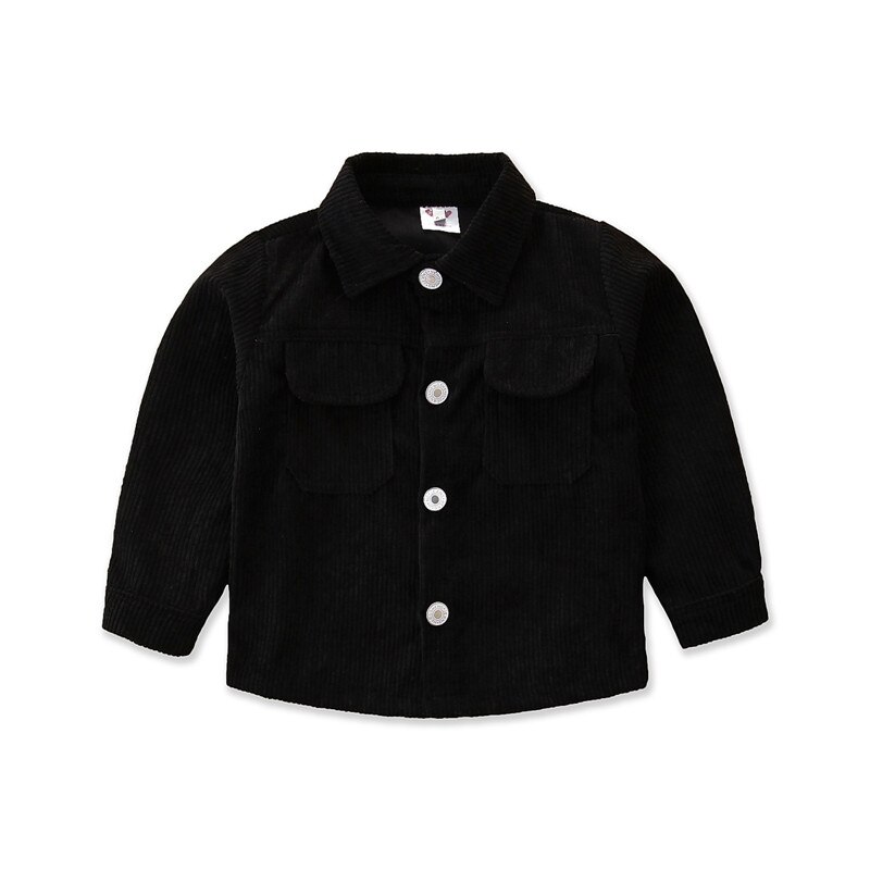 Corduroy Jackets Unisex Kids Baby Long Sleeve Stylish Pocket Lapel Solid Color Outfits Top 1 to 6 Years Children Spring Coats