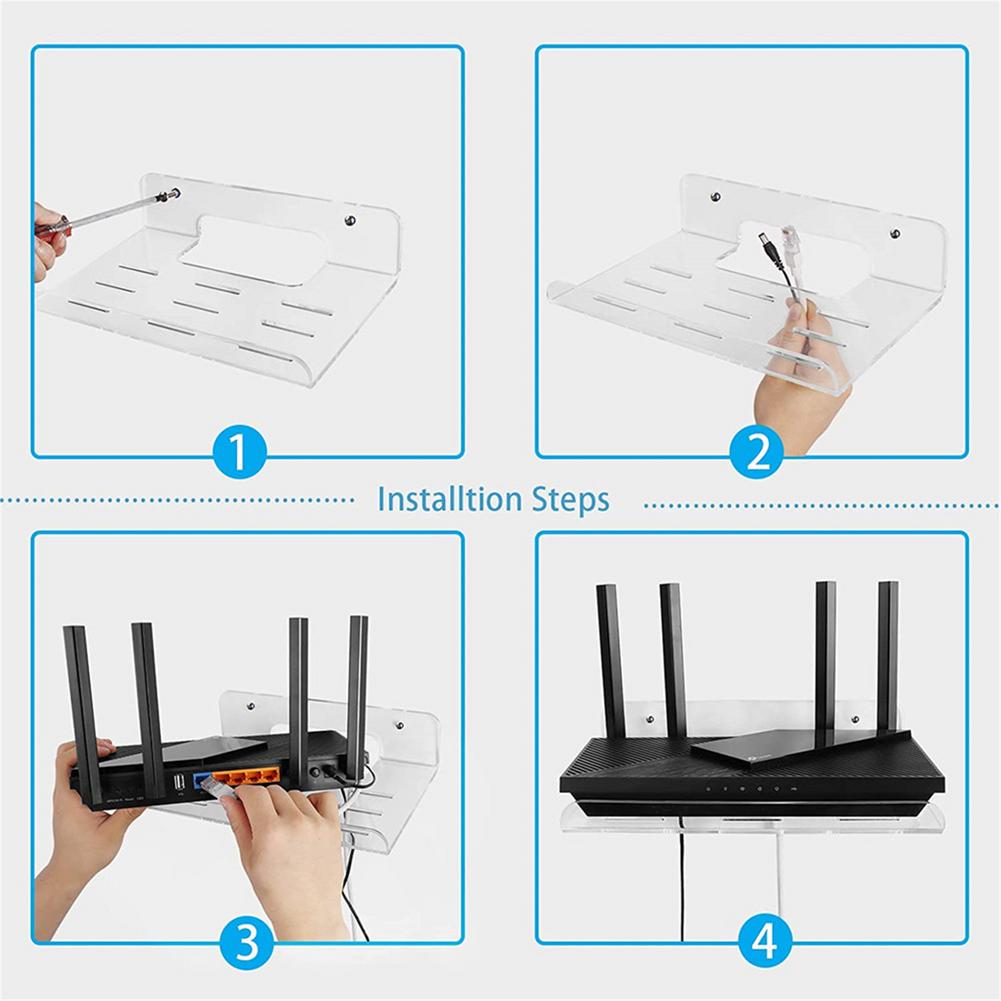 Acrylic Router Wall Bracket Easy To Install Floating Router DVD Player Stand Rack Router Shelf For Set-top Box Bracket Holder