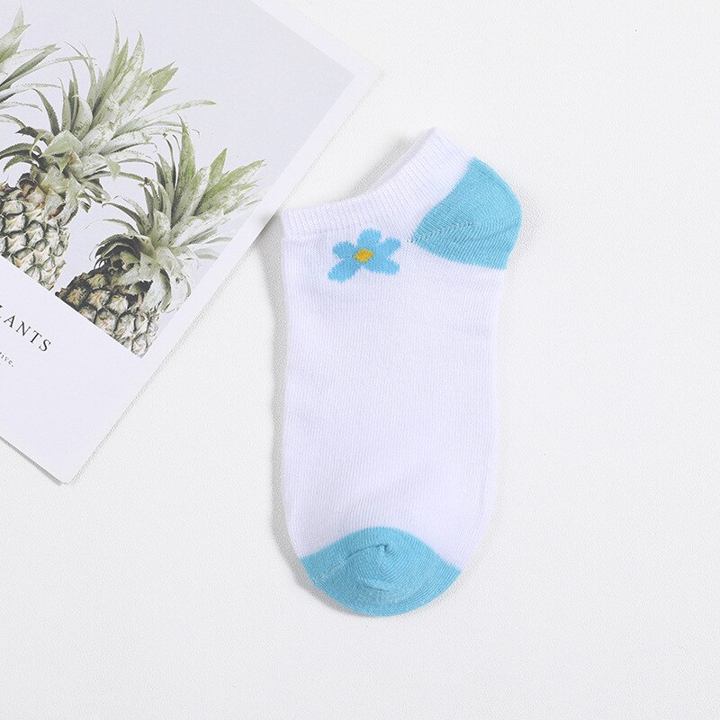 LJIQQ 5 pares kawayi bonito engraçado feliz menina socks primavera verão meias barco meias de alta qualidade: A