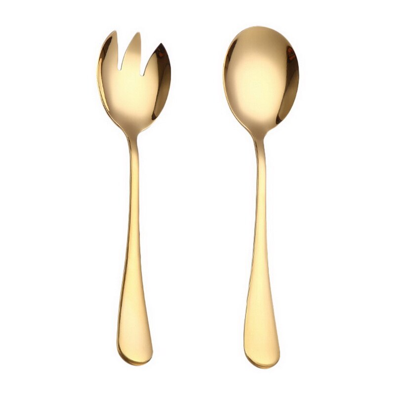 Tablewellware Gold Spoon Set steel cutlery Salad Fork Salad Spoon Stainless Steel Serving Spoon Set Unique Spoons: golden spoon fork