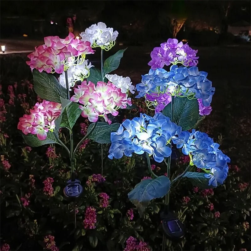 Led simulering blomsterlampe havelampe udendørs soldrevet broderet kugleblomsterlamper gårdspladsdekoration