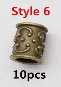 10 Stks/pak Brons Viking Verschillende 10 Stijlen Haar Vlecht Dread Baard Dreadlock Kralen Ringen Buis Voor Haar Accessoires: 10pcs Style 6