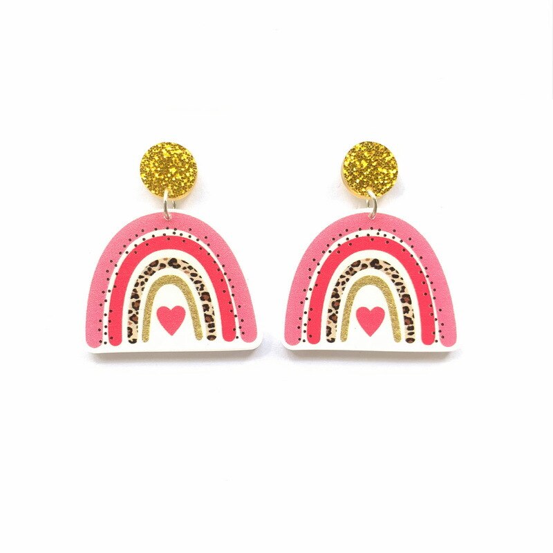 Donarsei moda colorido arco-íris brincos para as mulheres bonito dos desenhos animados nuvem coração gota balançar brincos presente: style 7 color 03