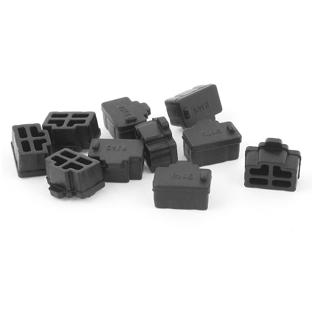 10 stk sort ethernet hub port  rj45 anti støvdæksel hætte beskyttelsesstik til  rj45 hunstik  #1109