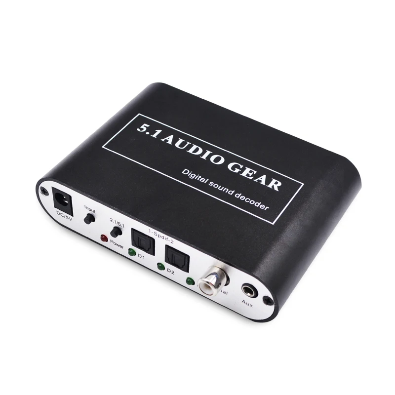Décodeur audio numérique 5.1, son DTS/AC3/PCM, convertisseur optique vers stéréo surround numérique vers analogique HD 2 éventuelles DIF 3.5 AUX coaxial