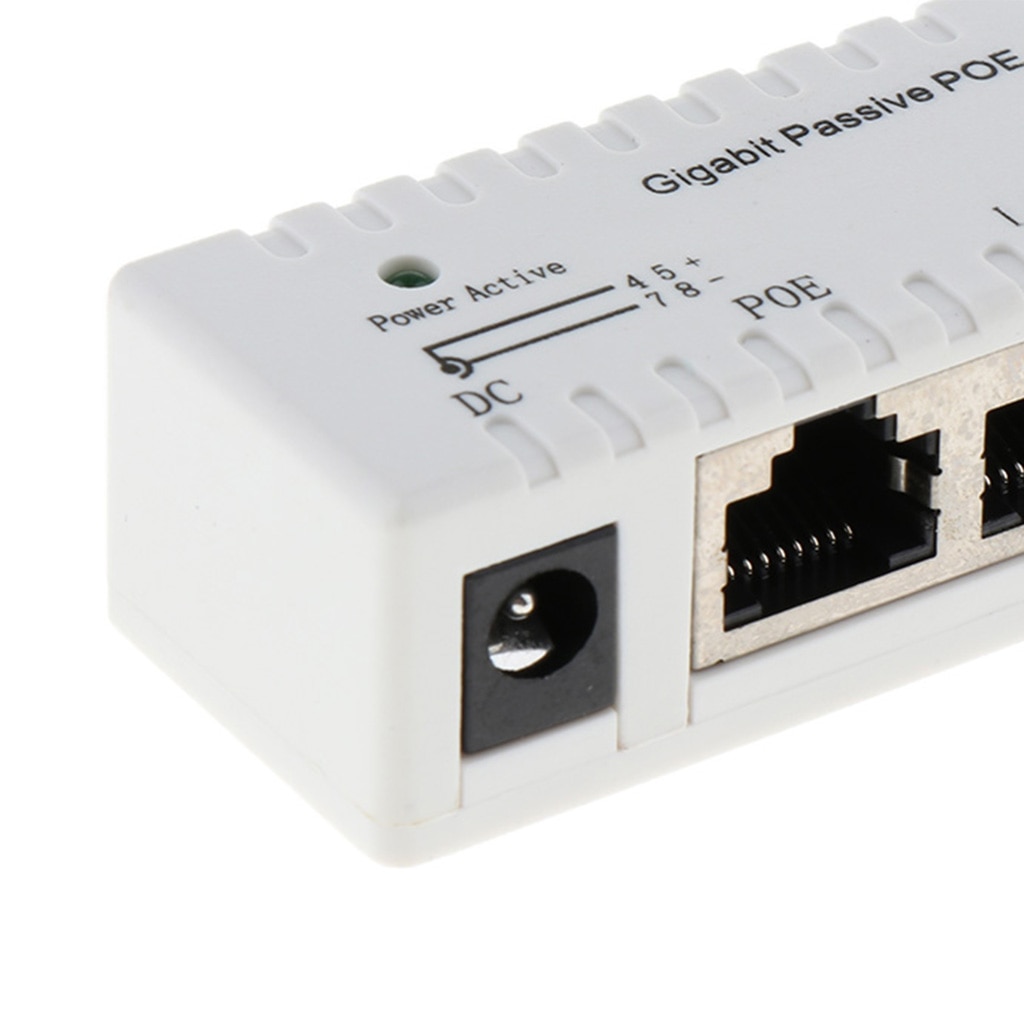 Passieve Poe Injector Power Over Ethernet, Gigabit Poe Injector Met Led Indicator En Panel Mount , 12-52 V, Max 2000mA