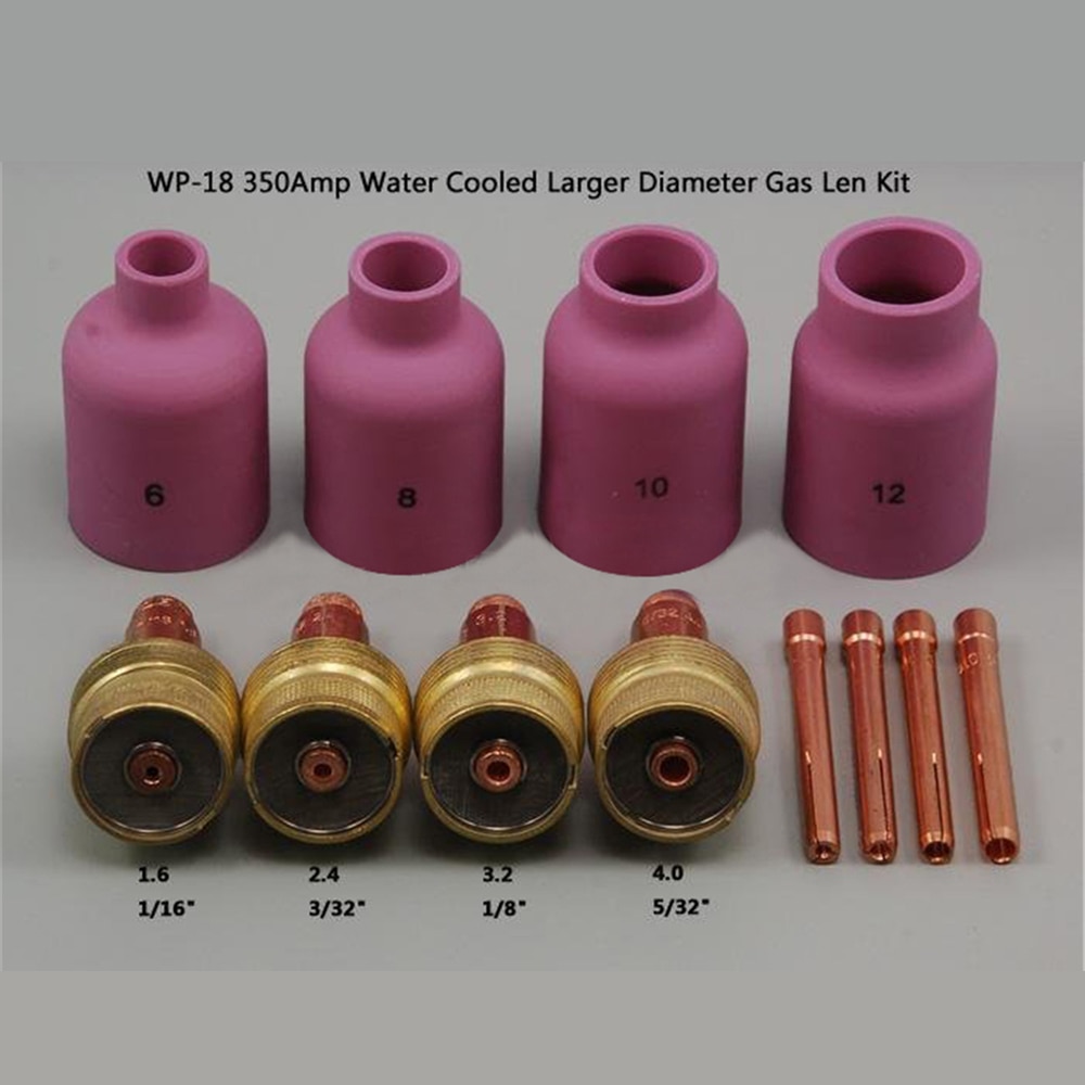 TIG Consumables KIT Large Diameter Alumina Nozzle Gas Lens Collet Bodies Fit TIG Welding Torch PTA DB SR WP 17 18 26 Series 12PK