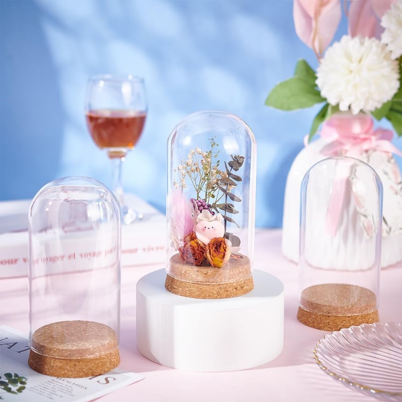 3 Set Dome Display Glazen Pot met Kurk 65x133mm Bell Cloche Glazen Decoratie Case voor Bloemplanten Exemplaren Ambachten Decoraties