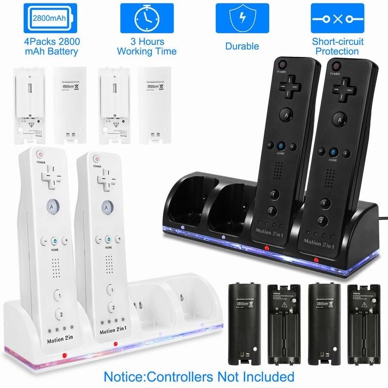 Duurzaam En Gebruik 2/4 Charger + 2/4Pack 2800Mah Oplaadbare Batterijen Voor Nintendo Wii Remote controller