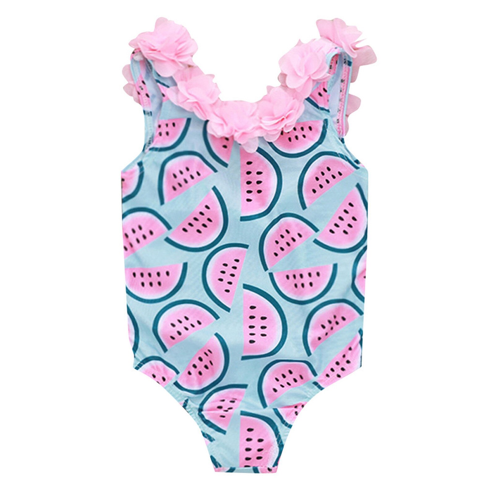 Toddler Baby Girls Kids Sleeveless Watermelon Print Backless Flower Cute One-Piece Swimsuits Beachwear Bathing Swimwear