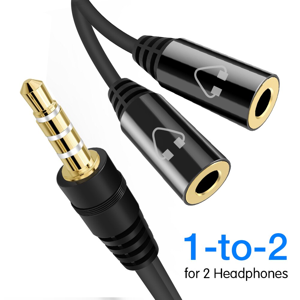 Hörlursdelare 3.5mm jack ljudkabel jack 3.5 mm hane till hane ljud aux kabel för telefon pc bil högtalare tråd aux sladd högtalare