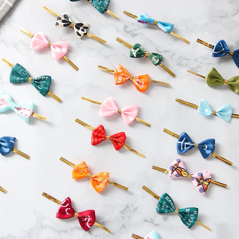 50 stuks Kleur Strik Metallic Twist Draad Banden Candy Lollipop Wikkelen Bakken Cello Bags Afdichting Binding Draad Bruiloft Decor
