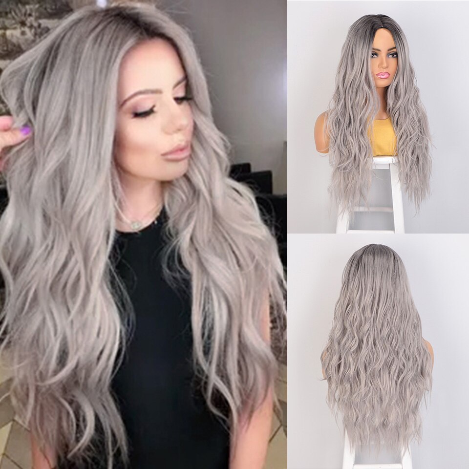Pelucas bonitas de pelo largo ondulado para mujer, pelucas sintéticas de pelo medio resistente al calor para mujeres negras, pelucas de Cosplay: YST556-R2-0906