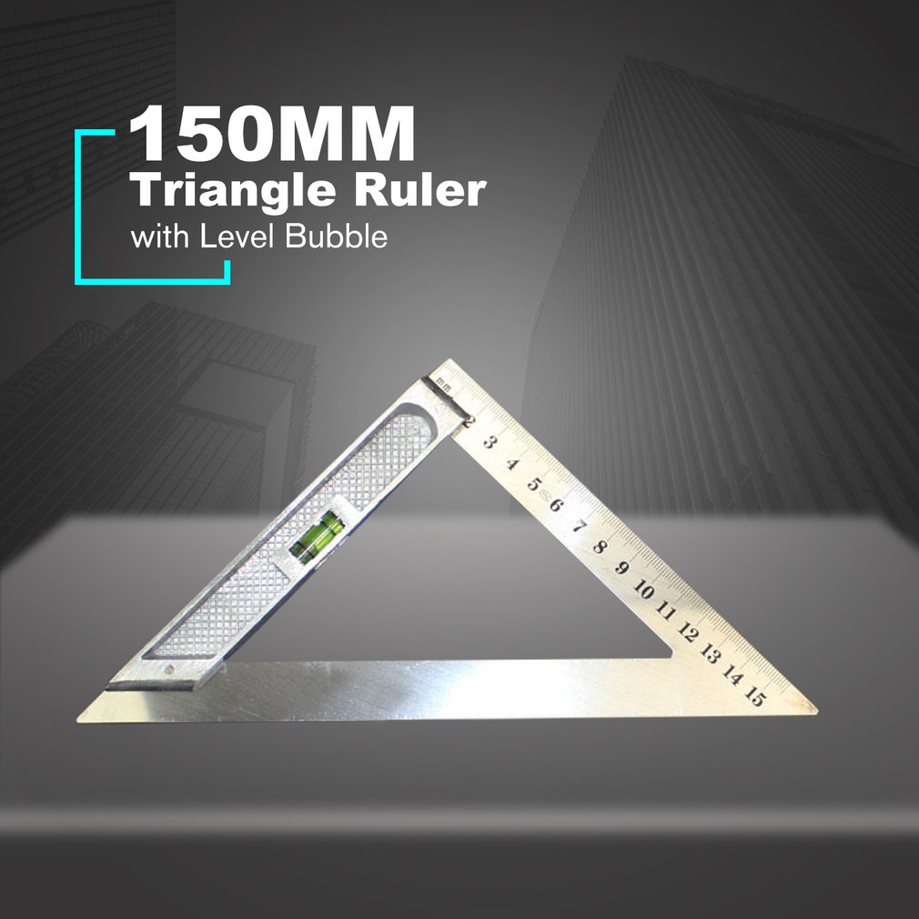 150MM Horizontal Triangle Ruler Triangular Measuring Ruler Triangle Angle Protractor Measuring Tool with Level Bubble
