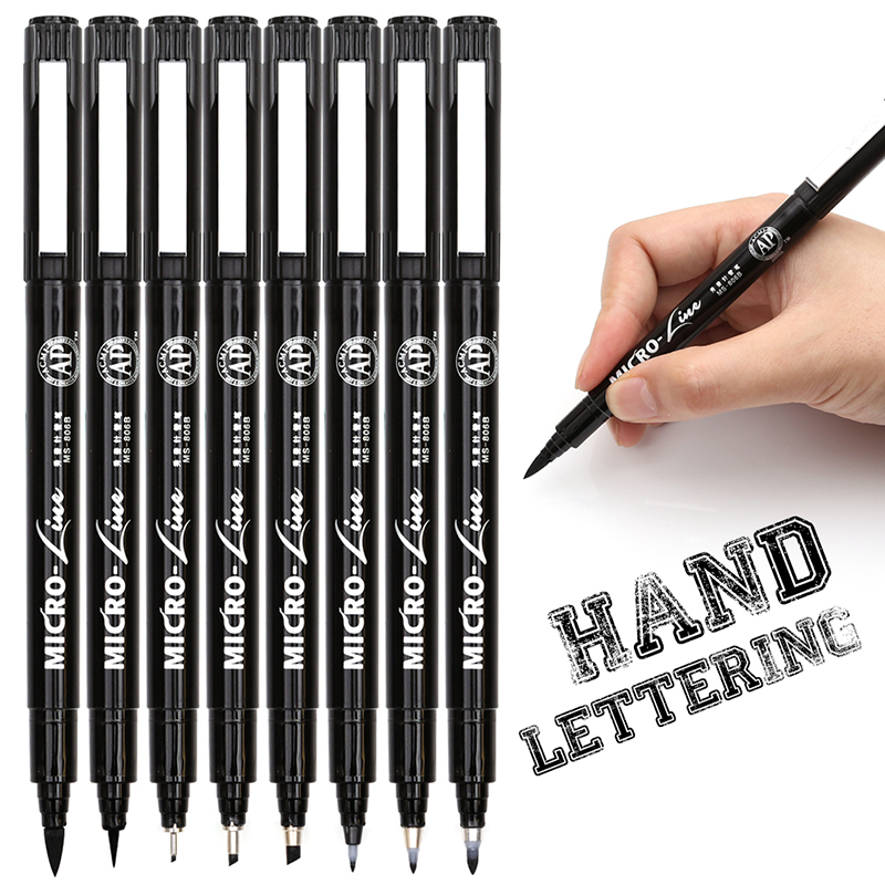8Pcs Micron Neelde Drawing Line Calligraphy Pen Hand Lettering Pens Waterproof Pigment Sketch Markers Pen For Art Supplie