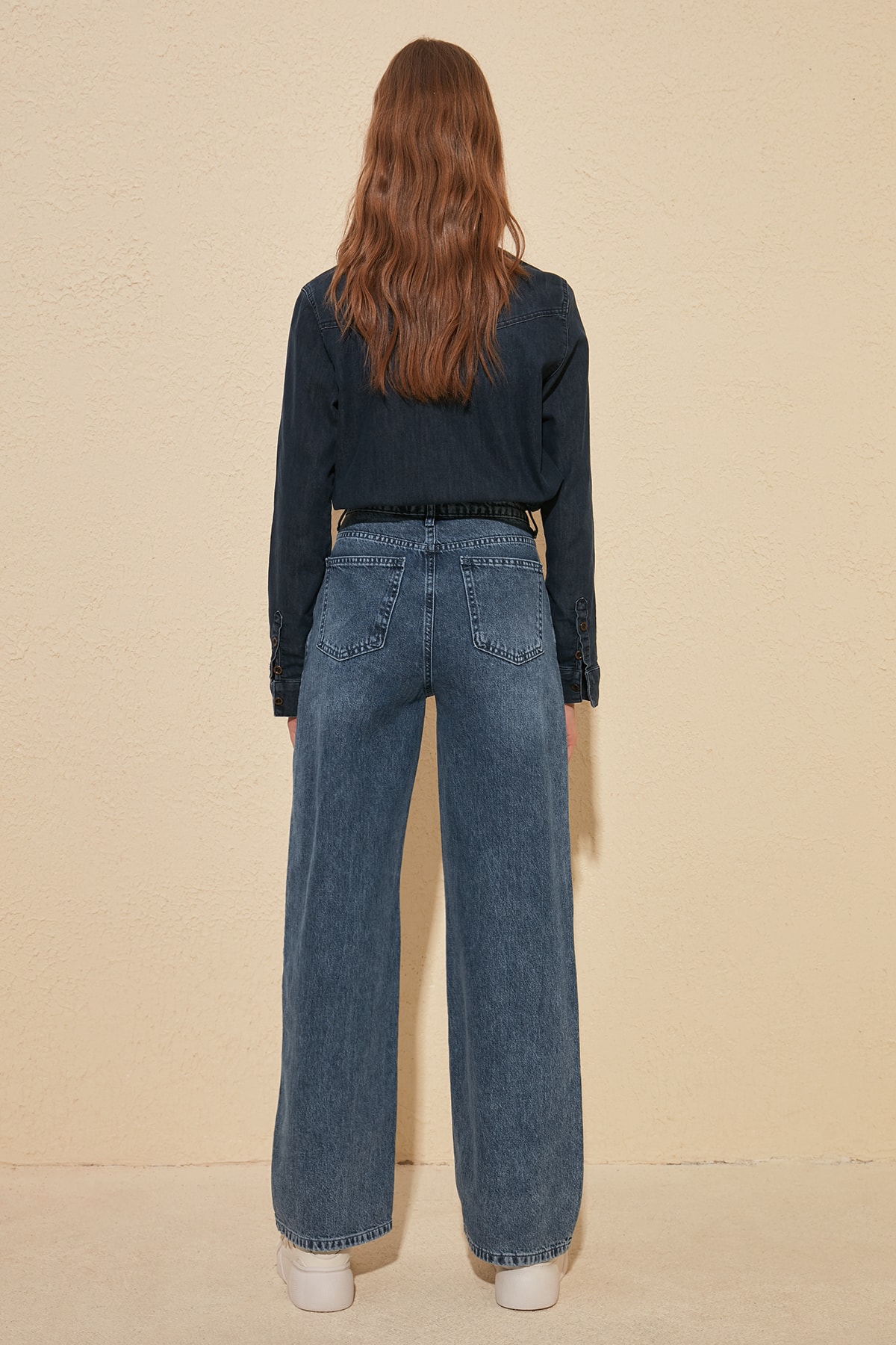 Trendyol Pleated High Waist Wide Leg Jeans TWOSS20JE0147