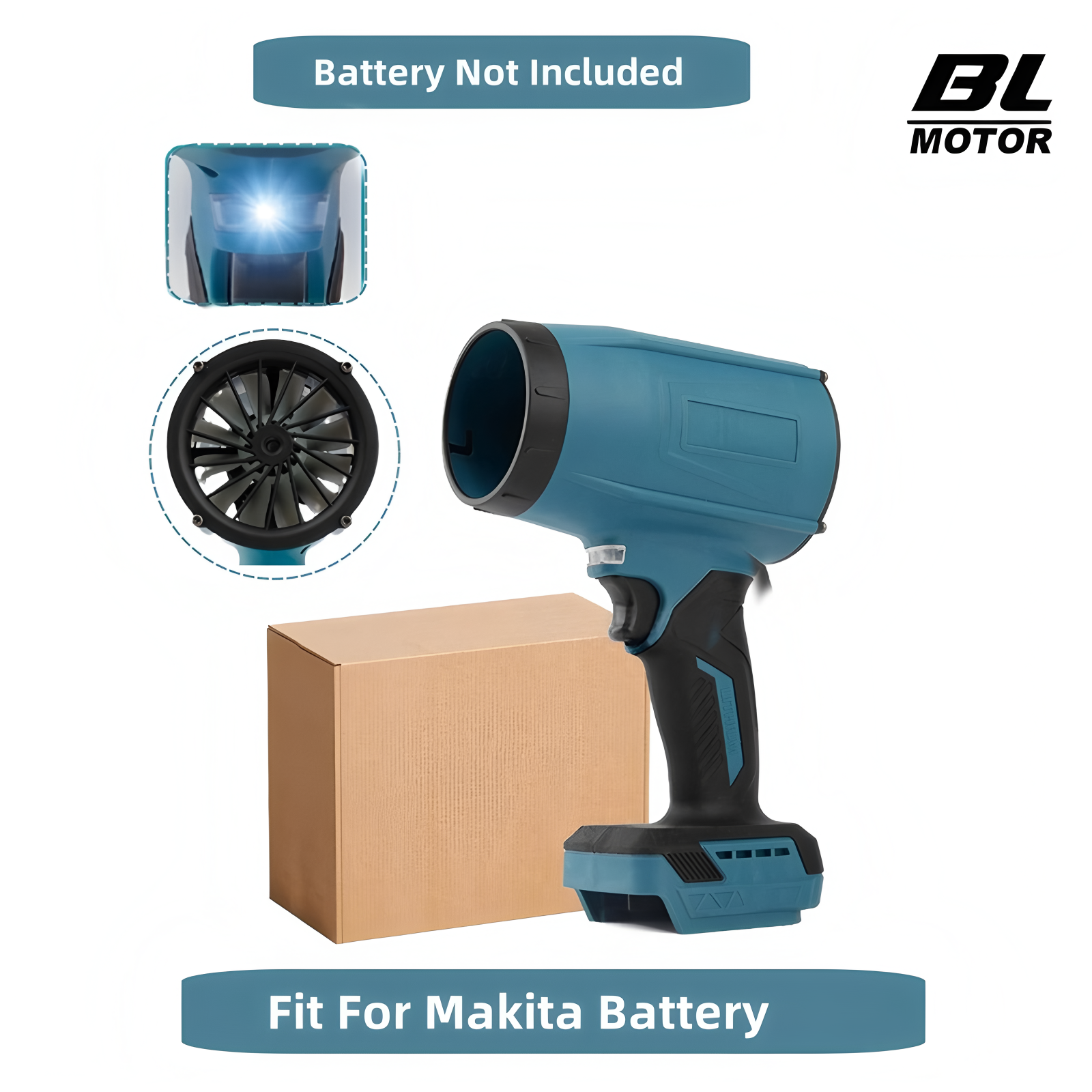 Passer til makita 18v batteri, højtydende, voldsom ventilator, børsteløs luftblæser, turboventilator, justerbar hastighed, bladstøver, jetventilator: Default Title