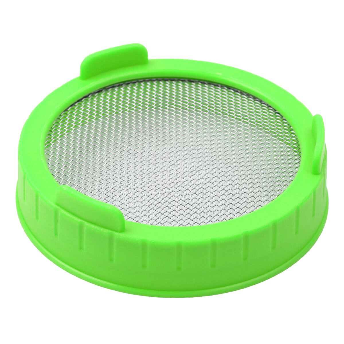 Tapa de brotación de tarro Mason de boca ancha de plástico de 86mm con filtro de pantalla de malla de acero inoxidable para hacer semillas de brotes orgánicos: Green