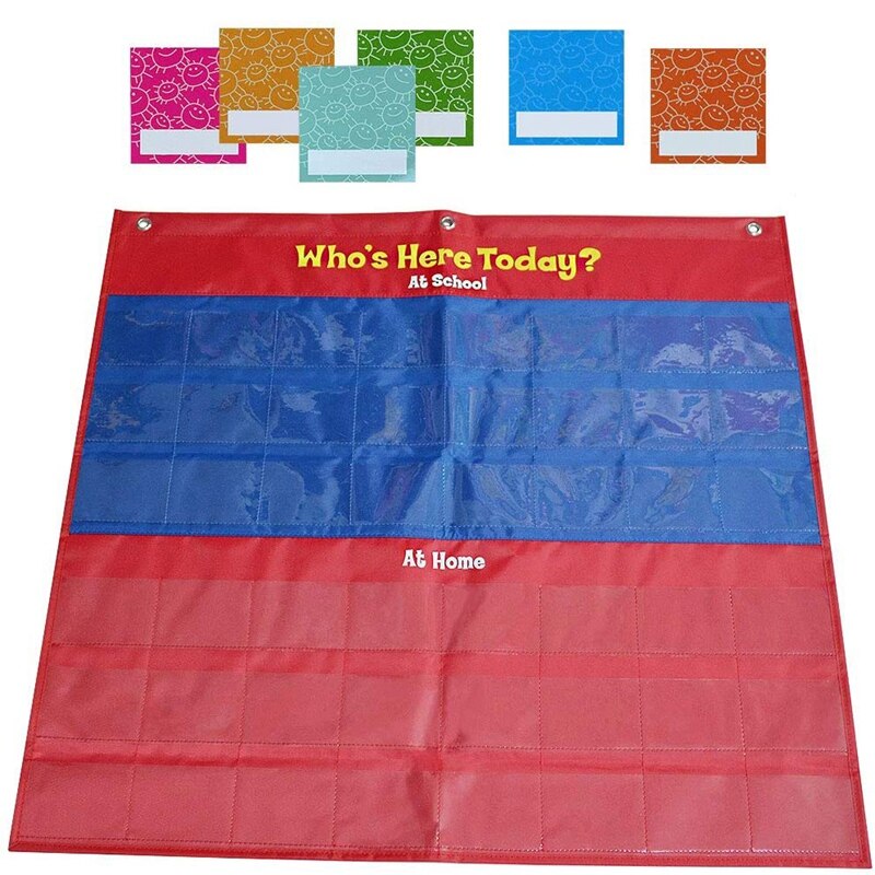 Kids Attendance Pocket Chart for Classroom Children Educational Tools