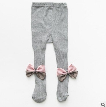 Filles bébé bande dessinée nœuds collants bébé fille collants coton enfants patchwork bas enfants vêtements: Gris / 3 - 5 Y