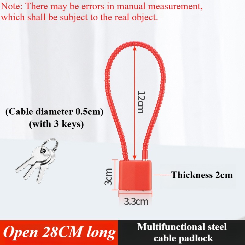 Portable Multifunctional Cable Lock Flexible Equipped with Keys Padlock Waterproof Alloy Steel Suitcase Lock Bicycle: SKY BLUE