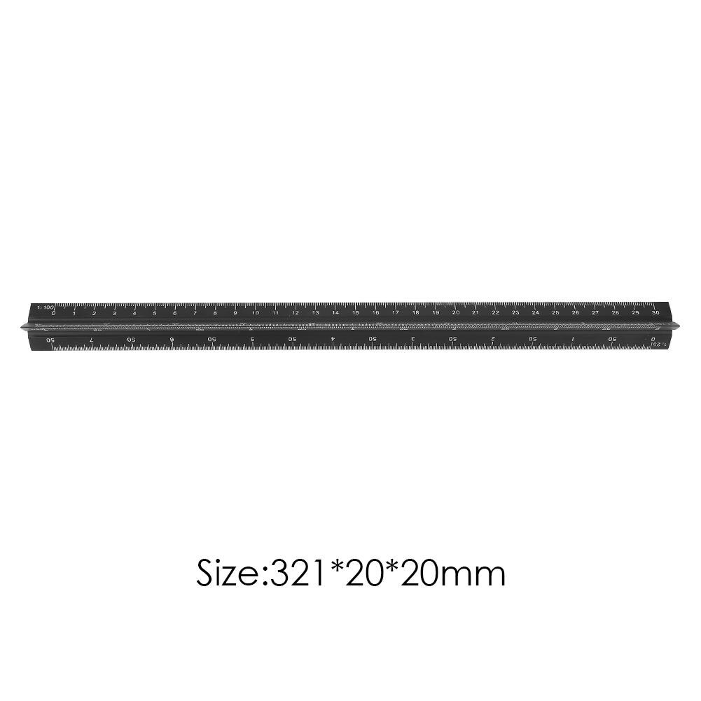 Scale Ruler Triangular Architect Engineer Scale Ruler Aluminum Alloy Scale Ruler Drafting Tools Architectural Scale Ruler-Black: Small proportion