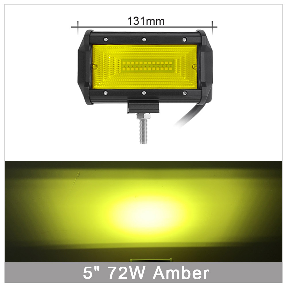 Barra de luces LED de 12 pulgadas, 72 W, 180 W, focos de inundación para camiones todo terreno 4X4, lámpara antiniebla para motocicletas, luces externas de trabajo de conducción 12V 24V: 5 inch 72W Amber Fx1