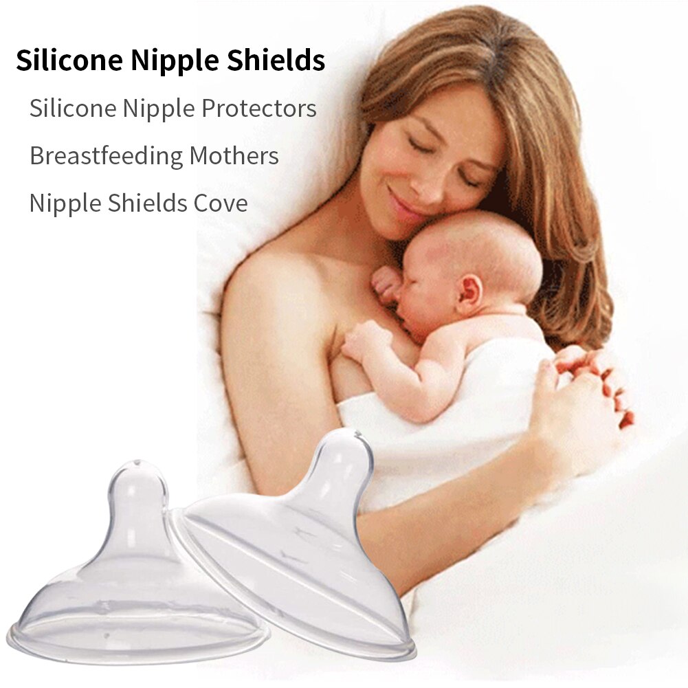 2pcs Transparent Reusable Safe Nipple Shield Breast Pad Pacifier Shape Protective Breastfeeding Milk Extractor Soft Silicone