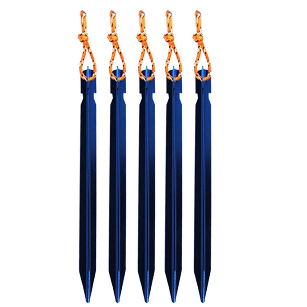 5 stücke Heringe 18cm Aluminium Zelt Stake mit Seil Im Freien Zelt Nagel Peg Camping Wandern Ausrüstung Reisen Zelt zubehör: 5pcs Blue