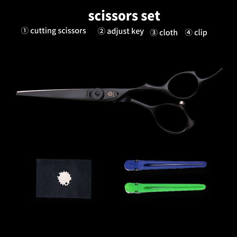 3 Kleuren Japan 440C 6 Inch Snijden Dunner Styling Tools Set Haar Schaar Professionele Kapper Schaar: BLACK CUTTING