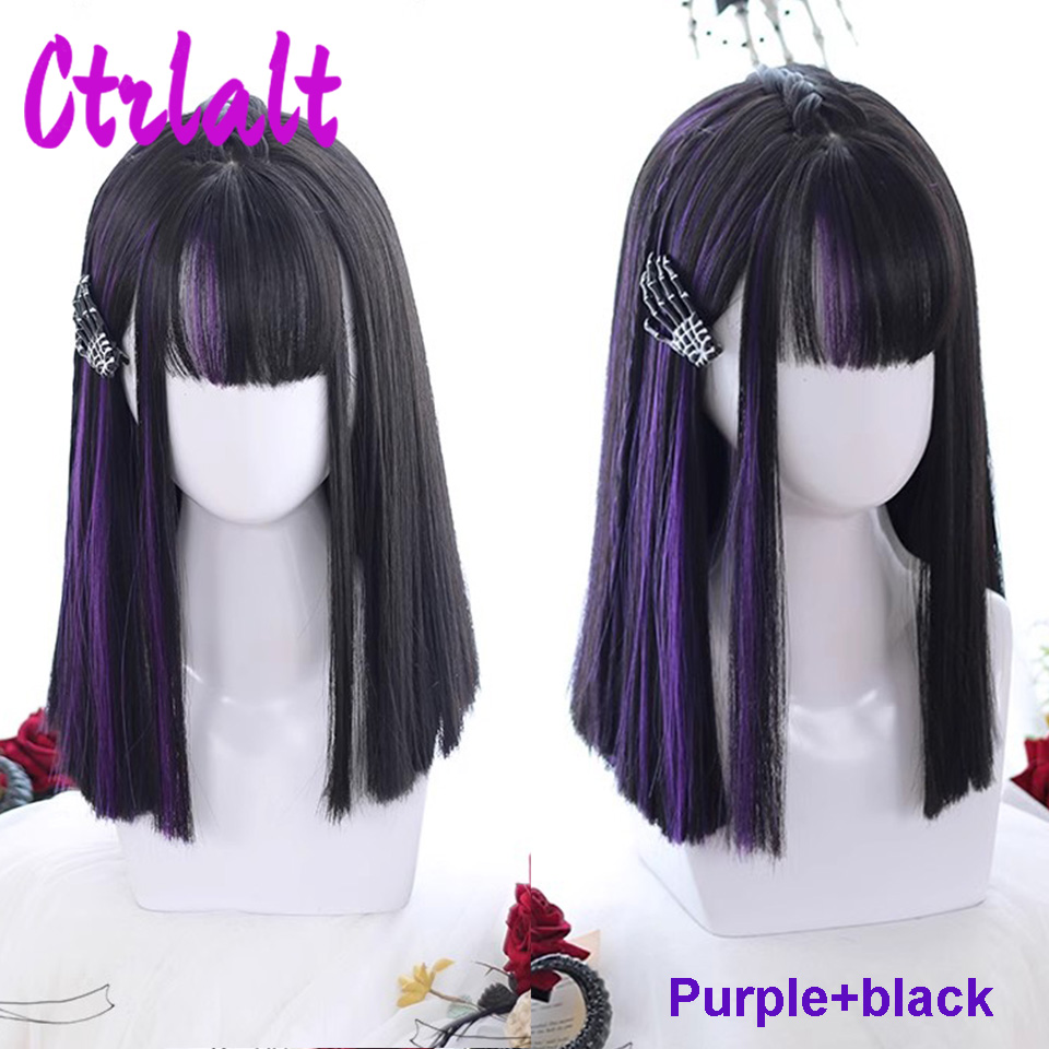 Pelucas de pelo Natural sintético en capas para mujer, color negro y marrón, ondulado, para uso diario, con flequillo de cortina, resistente al calor