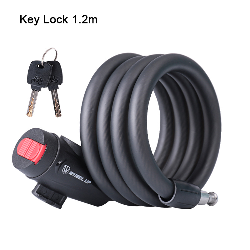 Bike Lock 1.2m 1.8m Road Mountain Bicycle Black Folding Cable Locks cycle lucchetto bici antivol velo MTB Key Code Bicycle Lock: Key lock 1.2m
