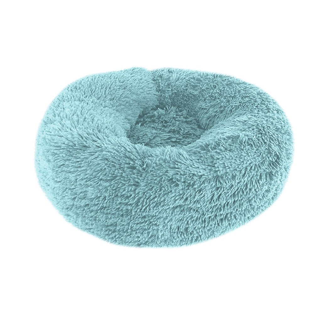 Hond Bed Ronde Pluche Kat Huis Hond Mat Winter Warme Slaapzak Katten Nest Zachte Lange Pluche Hond Mand Huisdier Kussen draagbare Levert: Emerald Green / M-60cm