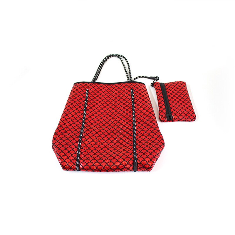 Femmes Pratique Néoprène Sac De Plage En Plein Air En Néoprène Sac À Main Grande Capacité Décontracté Sac À Bandoulière De Maman Sac Sacs Composites: red
