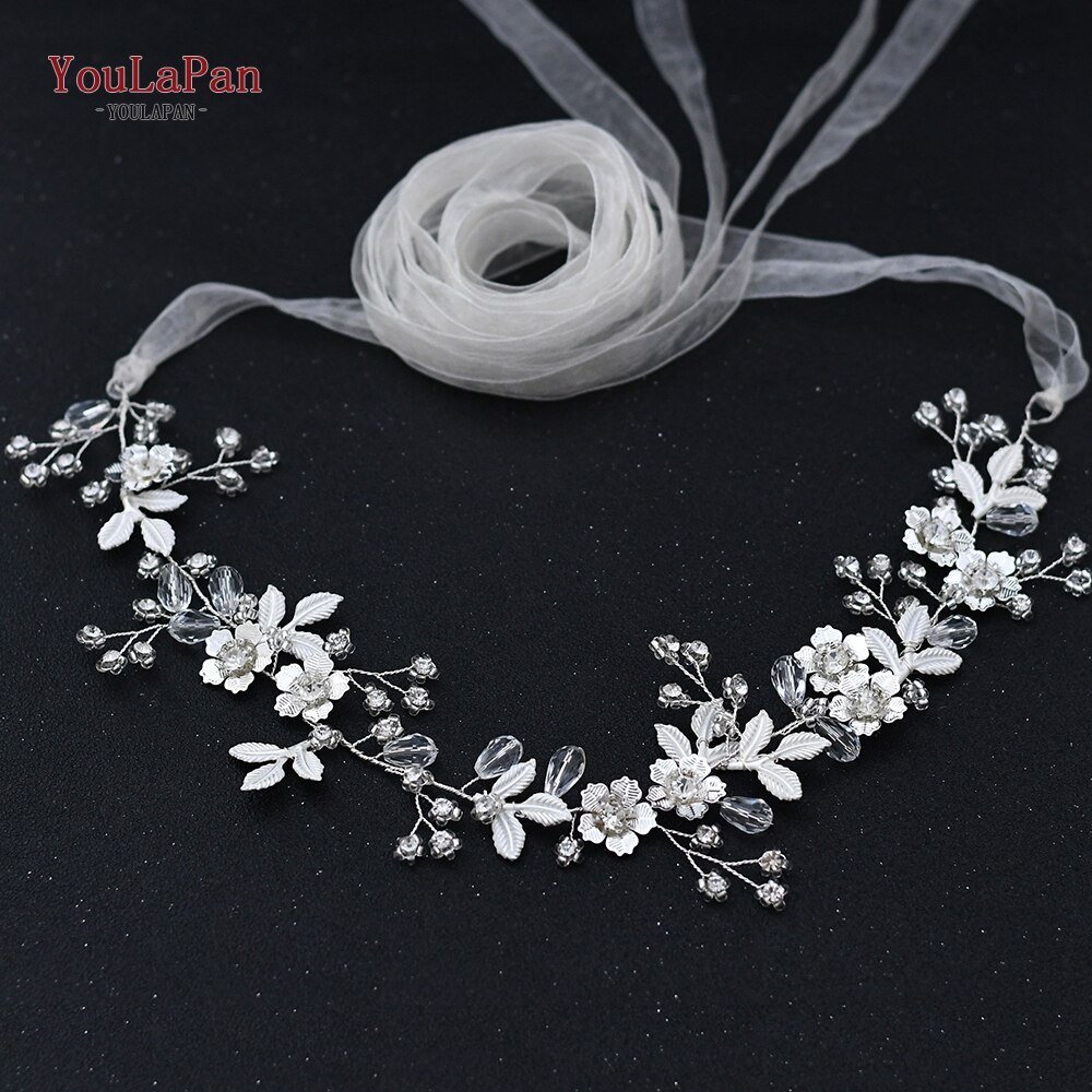 YouLaPan SH350 Wedding Dress Belt Bridal Rhinestone Sash with White Ribbon for Bridesmaid Crystal Party Gown Dress Belts: Ivory organza