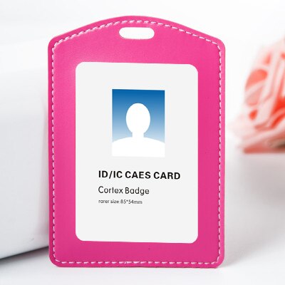 Price Soft PU Leather ID Card Holder Horizontal/Vertical Without Lanyard, for Students/Business/Staff,: V Rose Red