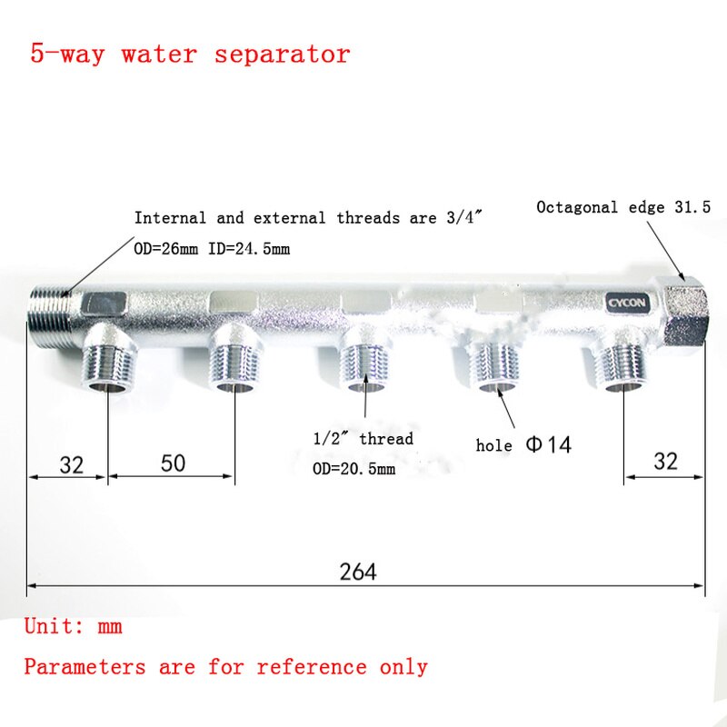 1/2"Brass Faucet Water Manifolds for Water Seperator Faucet Accessories Manifold Switch Valve 2-6 way large flow