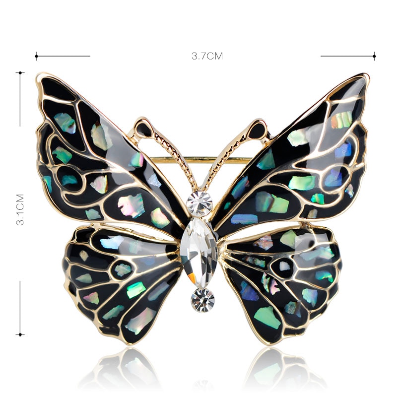 Blucome Blue Butterfly Brooch Clothes Accessories Gold-color Abalone Shell Insect Brooches Jewelry Pins For Suit Dress