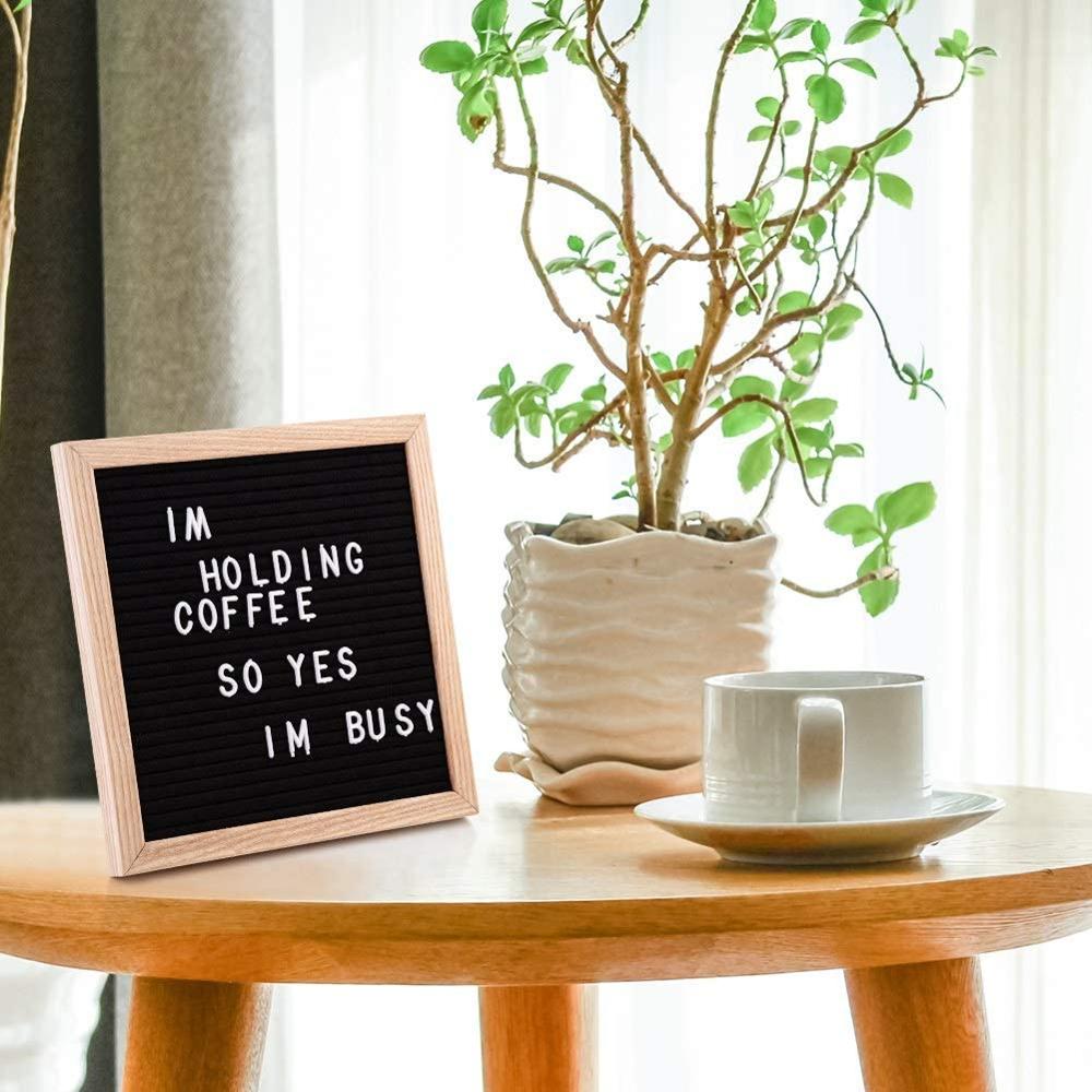 10x10 Inches Double Sided Felt Letter Board Changeable Message Black Sign Message Home Office Decor Board