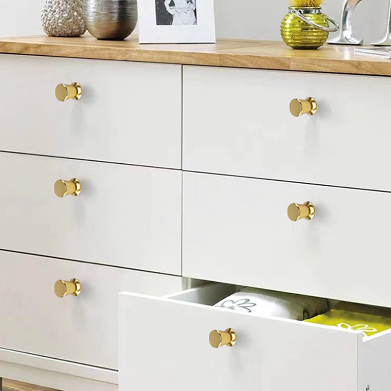 Manija de un solo orificio de aluminio dorado, cajón de armario moderno, perilla redonda, muebles de armario de cocina, manija de puerta pequeña, decoración del hogar