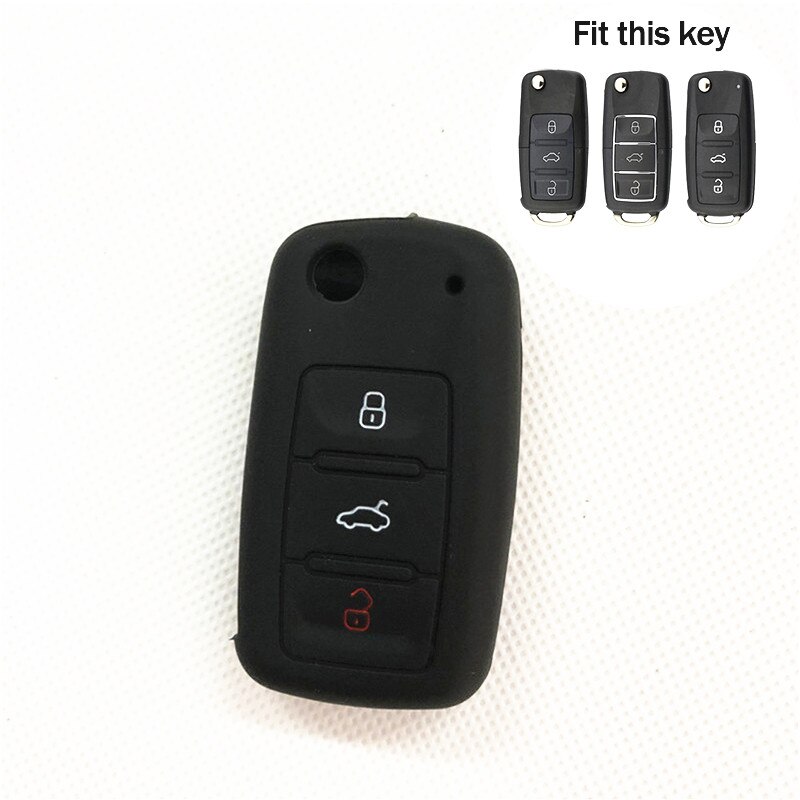 Funda de silicona para llave de coche, cubierta para Volkswagen Polo Passat B5 Golf 4 5 6 Jetta Mk6 Tiguan Cross Fox Plus Eos Scirocco Beetle: A type black