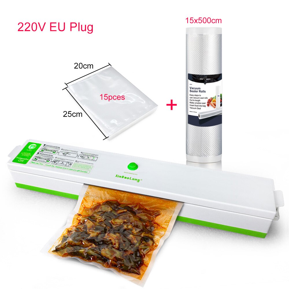Home Food Packaging Machine Vacuum Sealer 220V 110V Sealing Fresh Film Sealer Vacuum Packer Mini China Vacuum Sealer Rolls Bags: 220V EU with Bags G