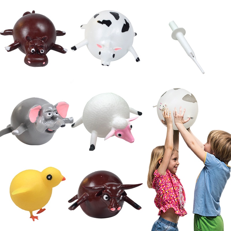 Nyhed sjove legetøj tpr oppustelige kugleblæser dyr anti stress legetøj have det sjovt med børn