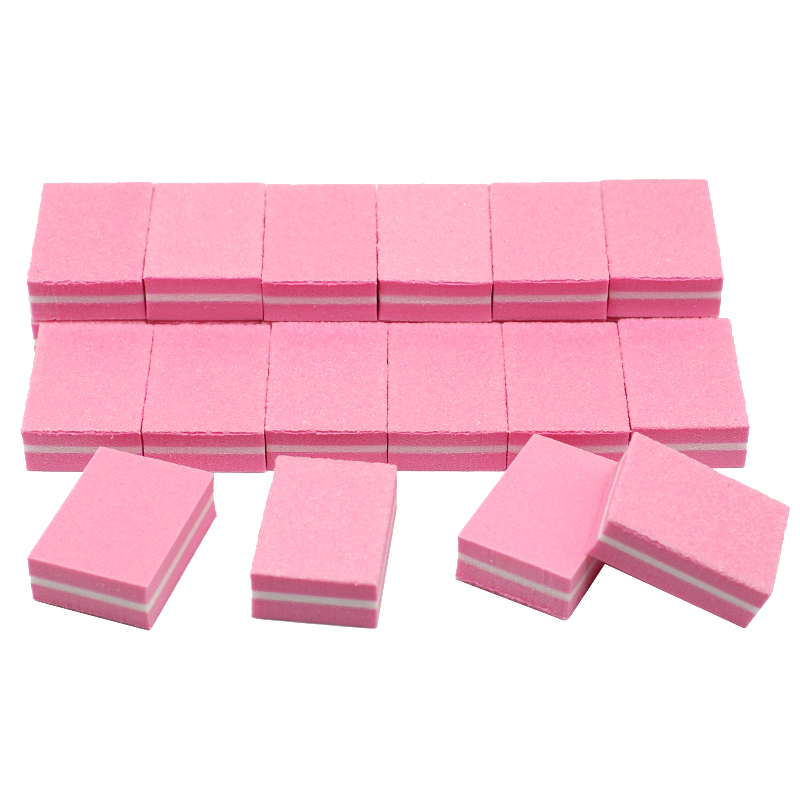 Conjunto de lixas de unha esponja rosa 200, mini lixa de unha para manicure com polimento profissional, 100/180