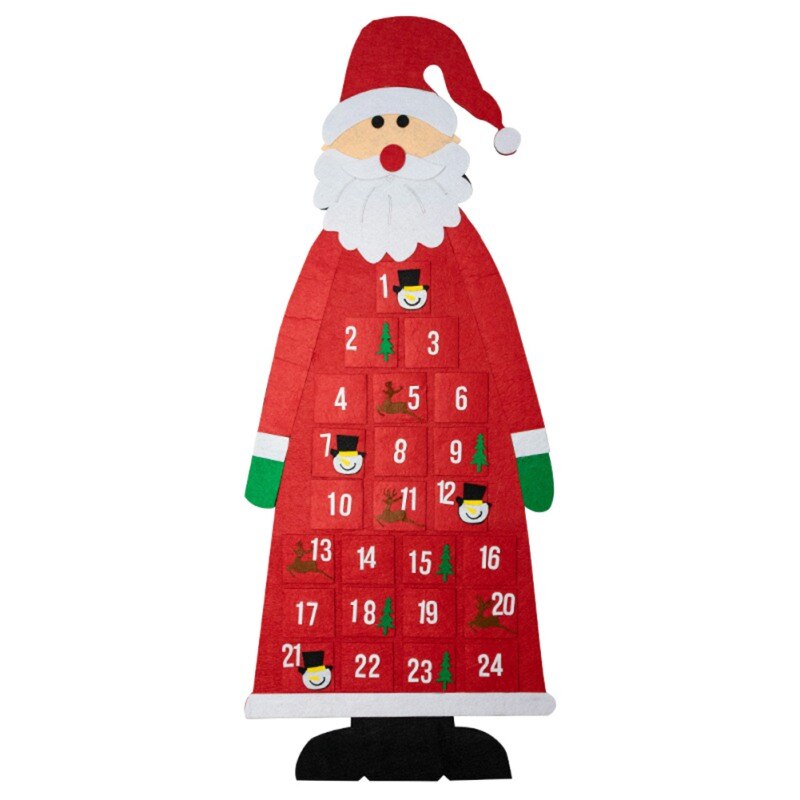 1PC 24 Days Xmas Countdown Christmas Decor Product Christmas Advent Calendar Wall Door Hanging Santa Advent Calendar: A
